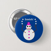 Kerstdame Juggling Snowball Funny Ronde Button 5,7 Cm (Voorkant /achterkant)