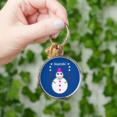 Kerstdame Juggling Snowball Funny Sleutelhanger (Hand)