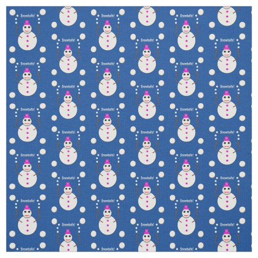 Kerstdame Juggling Snowball Funny Stof (Swatch)