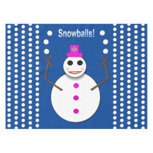 Kerstdame Juggling Snowball Funny Tafelkleed