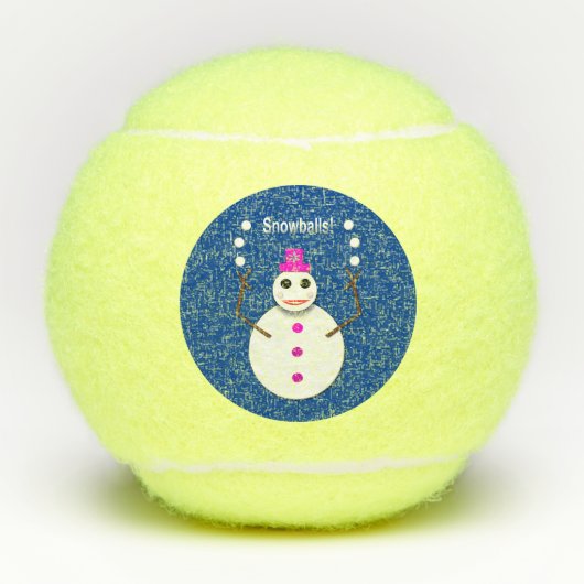 Kerstdame Juggling Snowball Funny Tennisballen (Voorkant)