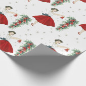  kerstdame Retro Cadeaupapier (Hoek)