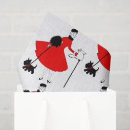 Kerstdame van 1950 met hond Wrapping Pape Tissuepapier