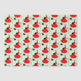 Kerstdame van 1950 met hond Wrapping Pape Tissuepapier