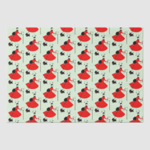 Kerstdame van 1950 met hond Wrapping Pape Tissuepapier