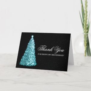 Kerstdank Bridesmaid Turquoise Bedankkaart