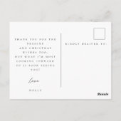 Kerstdank, foto-briefkaart briefkaart (Achterkant)