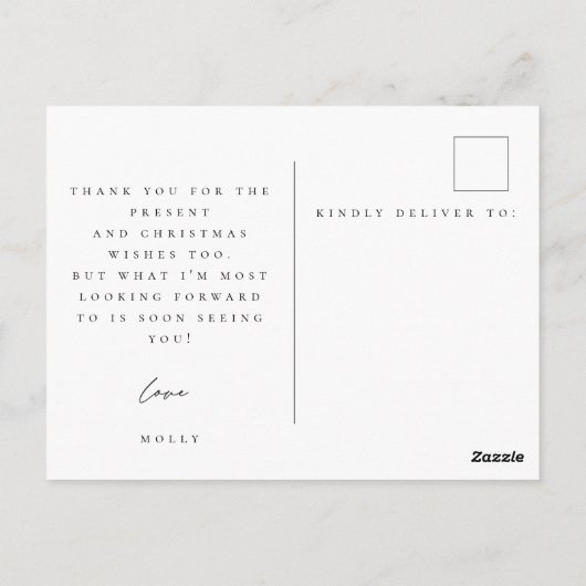 Kerstdank, foto-briefkaart briefkaart (Achterkant)