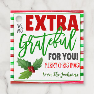 Kerstdank: Label met cadeaus