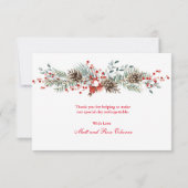 Kerstdank Met rode bessen Bedankkaart (Achterkant)