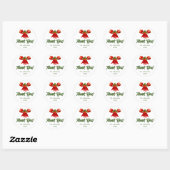 Kerstdank: Roodlint Holly Bow Ronde Sticker (Vel)