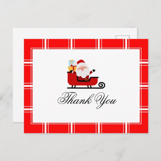 Kerstdank: Santa Red Briefkaart (Voorkant / Achterkant)