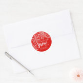 Kerstdank: veel sneeuw ronde sticker (Envelop)