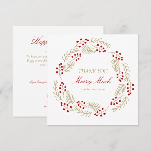 Kerstdank Visitekaartje Bedankkaart (Voorkant / Achterkant)