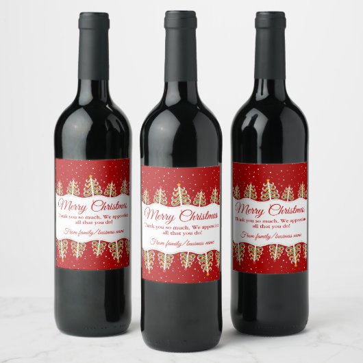 Kerstdank Wijn Etiket (Flessen)