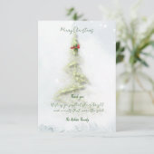 Kerstdankkaart met glinsterende kerstboom bedankkaart (Staand voorkant)