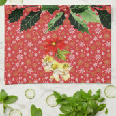 Kerstdansen Baby Angels op sneeuwvlokken Theedoek (Gevouwen)