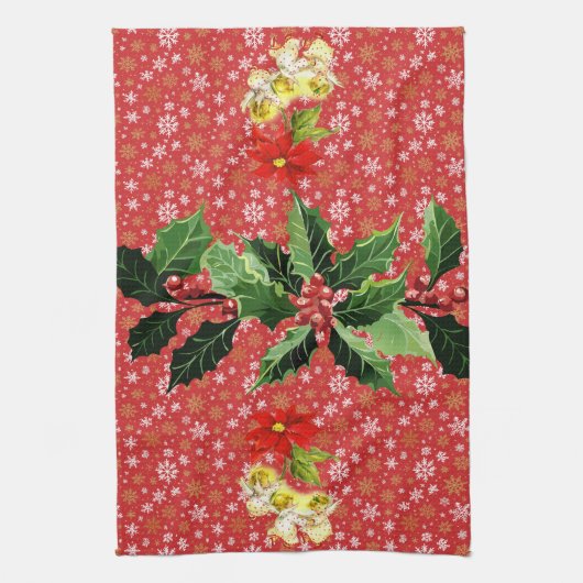 Kerstdansen Baby Angels op sneeuwvlokken Theedoek (Verticaal)