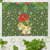 Kerstdansen Baby Angels op sneeuwvlokken Theedoek (Gevouwen)