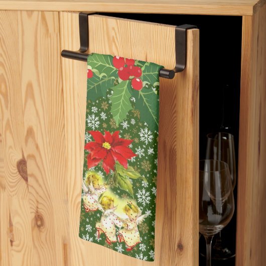 Kerstdansen Baby Angels op sneeuwvlokken Theedoek (Derde Gevouwen)