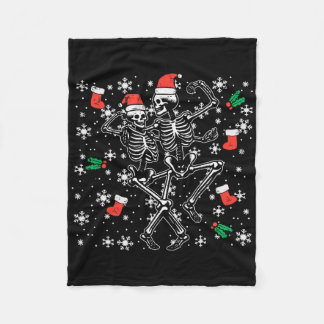 Kerstdansen Skeletten Funny Xmas Botten Gothic Fleece Deken