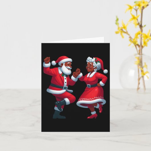 Kerstdansen zwarte Afro-Amerikaanse Santa Mrs. Kaart (Gele Bloem)