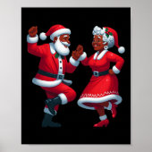 Kerstdansen zwarte Afro-Amerikaanse Santa Mrs. Poster (Voorkant)