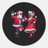 Kerstdansen zwarte Afro-Amerikaanse Santa Mrs. Ronde Sticker (Voorkant)