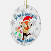 Kerstdansende fox, aangepast keramisch ornament (Rechts)