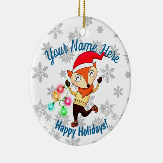 Kerstdansende fox, aangepast keramisch ornament (Rechts)