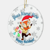 Kerstdansende fox, aangepast keramisch ornament (Links)