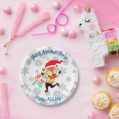 Kerstdansende fox, aangepast papieren bordje (Feest)