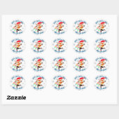 Kerstdansende fox, aangepast ronde sticker (Vel)