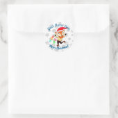 Kerstdansende fox, aangepast ronde sticker (Tas)