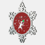 Kerstdansende hond tin sneeuwvlok ornament (Rechts)