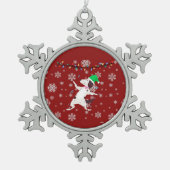 Kerstdansende hond tin sneeuwvlok ornament (Voorkant)