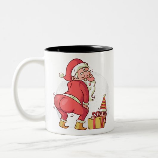 Kerstdansende twerkende santa claus elf pyjama tweekleurige koffiemok (Links)