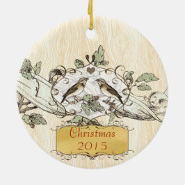 Kerstdatum Familie Foto  vogel Keramisch Ornament
