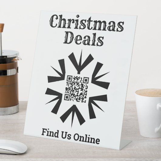 Kerstdeals Online met QR-code Reclamebord Met Voetstuk (Insitu)