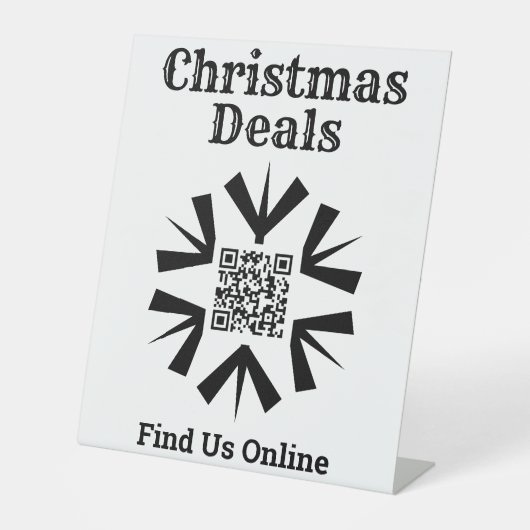 Kerstdeals Online met QR-code Reclamebord Met Voetstuk (Voorkant)