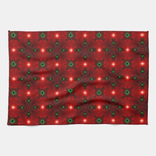 Kerstdeco in Retrostijl Theedoek (Horizontaal)