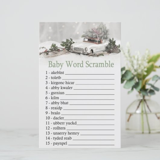 kerstdecor Baby word scramble game (Staand voorkant)