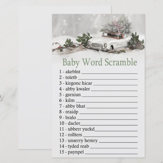kerstdecor Baby word scramble game (Voorkant / Achterkant)