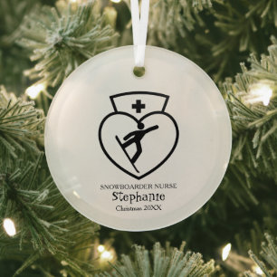 Kerstdecor Snowboarding Nurse Shredding Gift Glas Ornament