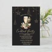 Kerstdecoratie Champagne Kerstfeest Kaart (Staand voorkant)