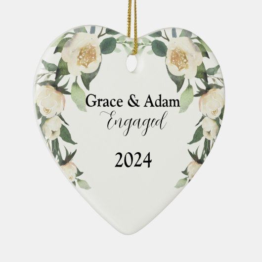 Kerstdecoratie gepersonaliseerd verloofd paar keramisch ornament (Rechts)