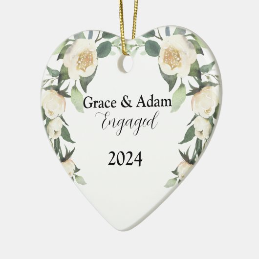 Kerstdecoratie gepersonaliseerd verloofd paar keramisch ornament (Links)