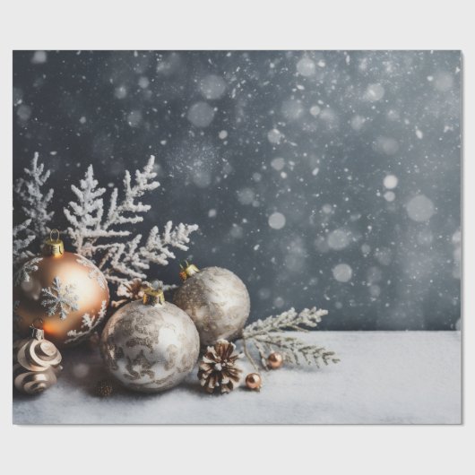 Kerstdecoratie Grijs Vakantie Cadeaupapier (Vlak)