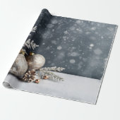 Kerstdecoratie Grijs Vakantie Cadeaupapier (Uitgerold)