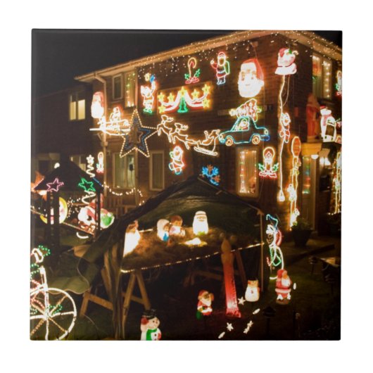 Kerstdecoratie in de openlucht tegeltje (Voorkant)